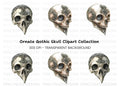 Ornate Bird Skull Clipart Bundle