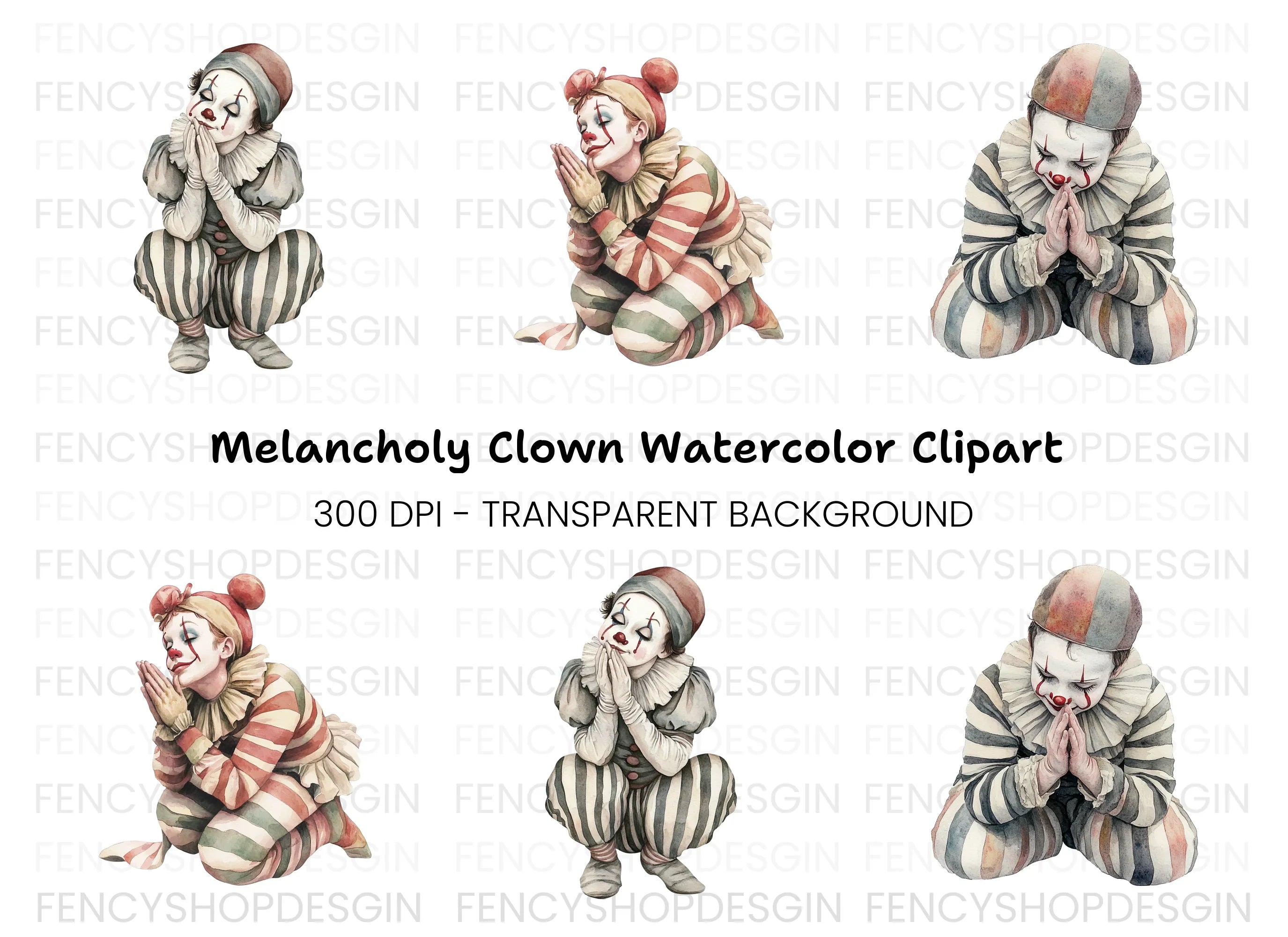 Clowns Praying Clipart Bundle