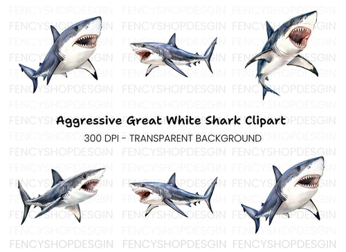 Aggressive Shark Jaws Clipart Bundle
