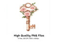 Vintage Rose Key Clipart Bundle