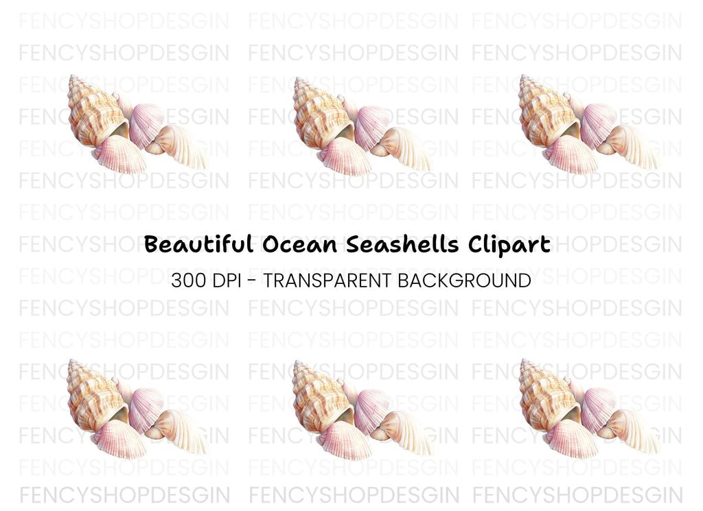 Assorted Beach Shells Clipart Bundle