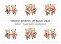 Sweet Bear Couple with Scarves and Hearts Clipart Bundle
