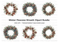 Pinecone Christmas Wreaths Clipart Bundle