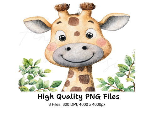 Adorable Baby Giraffe Clipart Bundle