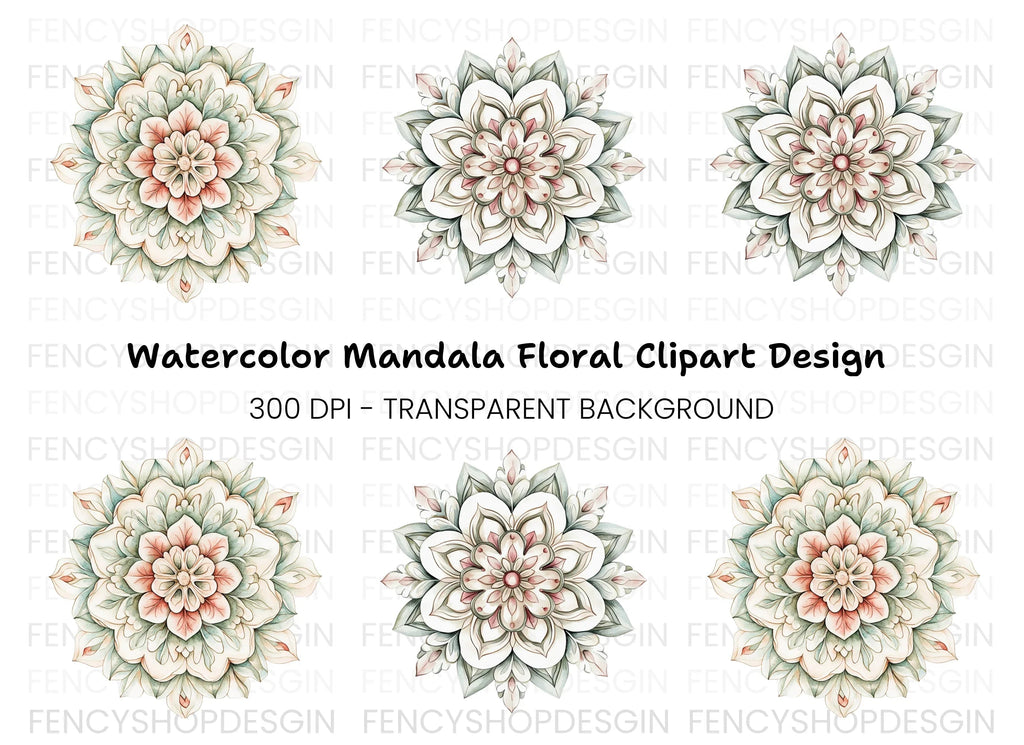Elegant Floral Mandala Designs Clipart Bundle