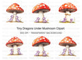 Tiny Dragons Under Mushroom Clipart Bundle