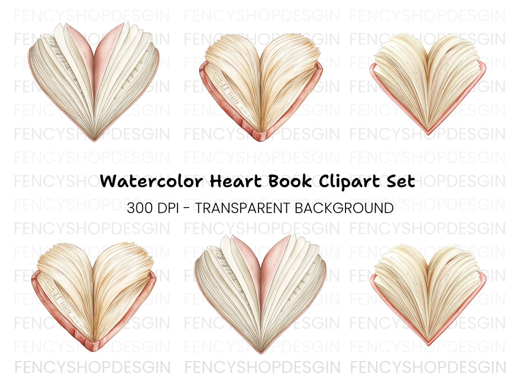 Open Heart Book Clipart Bundle