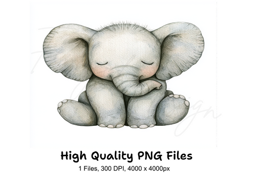 Adorable Baby Elephant Clipart Bundle