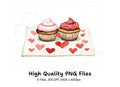 Romantic Heart Cupcakes Clipart Bundle