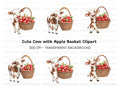 Cute Calf with Apple Basket Clipart Bundle