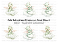 Cute Baby Dragon on Clouds Clipart Bundle