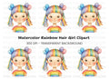 Rainbow Hair Girl Clipart Bundle