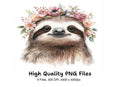 Cute Sloth Floral Wreath Clipart Bundle