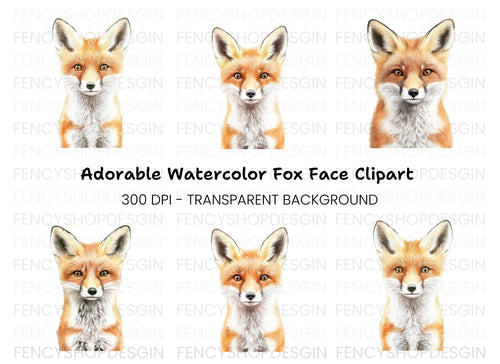 Adorable Fox Faces Clipart Bundle
