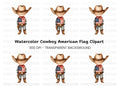 Cute Cowboy with American Flag Clipart Bundle