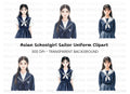 Japanese School Girl Uniform Clipart Bundle