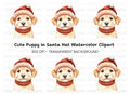 Cute Puppy in Santa Hat Clipart Bundle