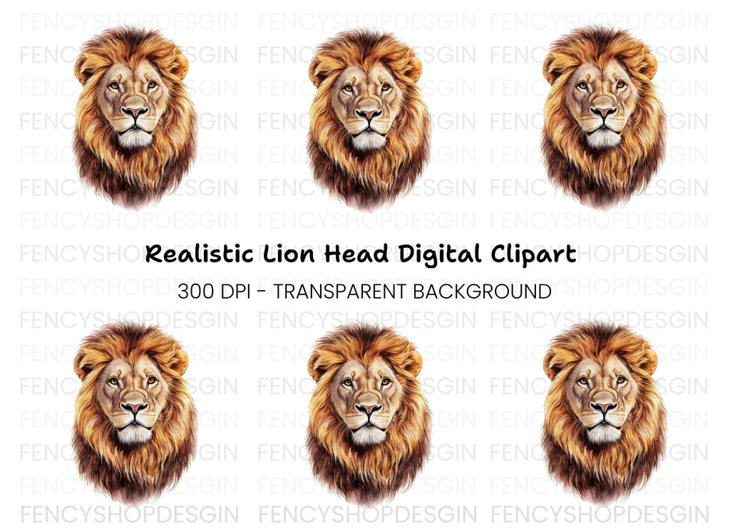Fierce Lion Head Clipart Bundle