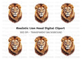 Fierce Lion Head Clipart Bundle