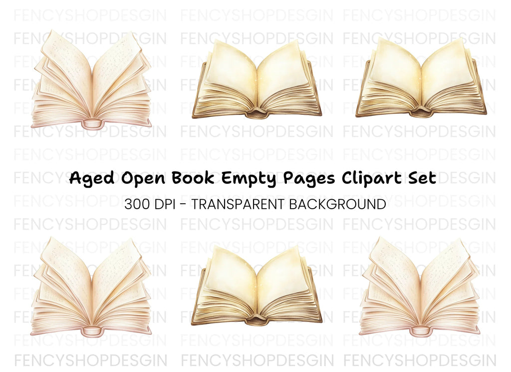 Open Vintage Books Clipart Bundle