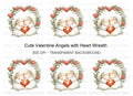 Cute Angel Couple with Heart Wreath Clipart Bundle