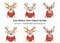 Smiling Reindeer with Red Scarf Clipart Bundle