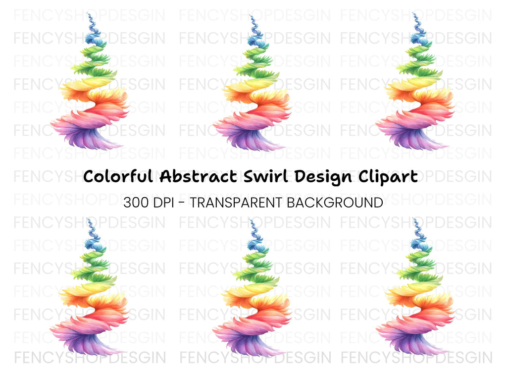 Spiral Rainbow Feather Tower Clipart Bundle