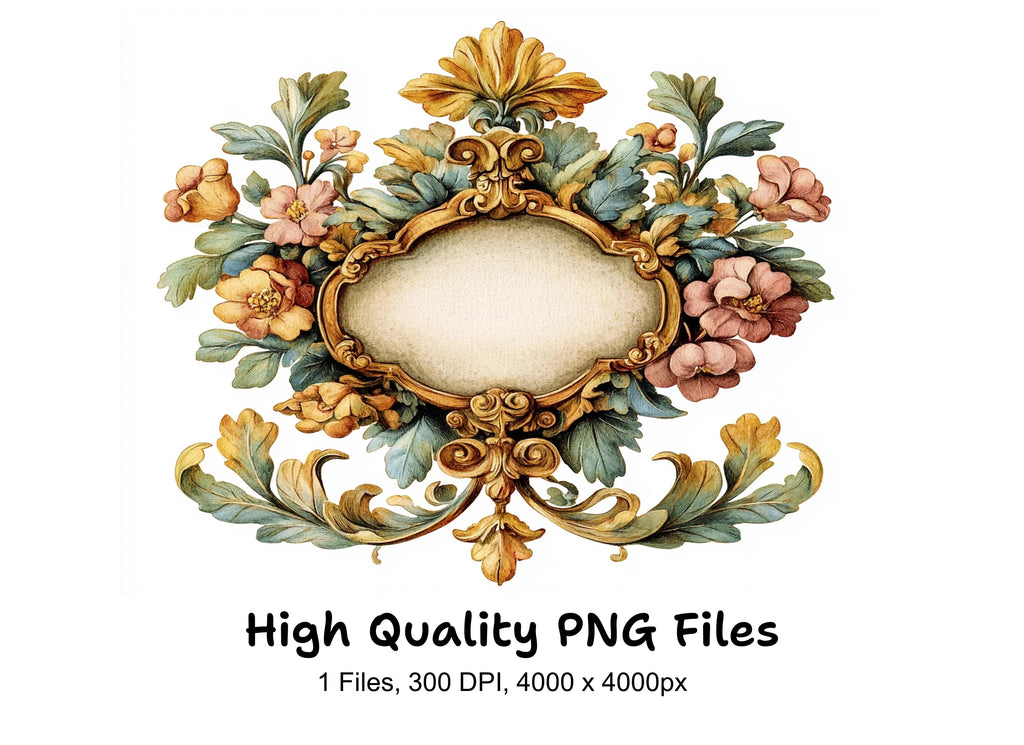 Ornate Floral Frame Clipart Bundle