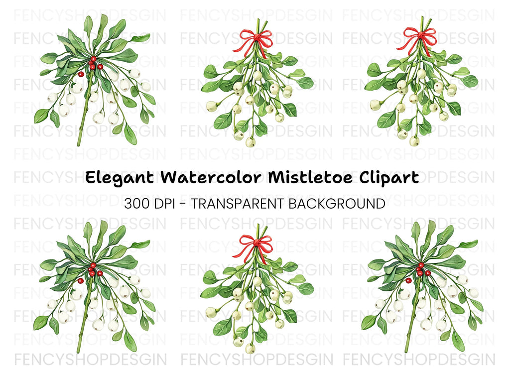 Festive Mistletoe Clipart Bundle