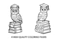 Cute Owl Graduates on Coloring BooksPlanner Coloring Books