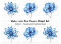 Stunning Blue Dahlia and Poppy Clipart Bundle