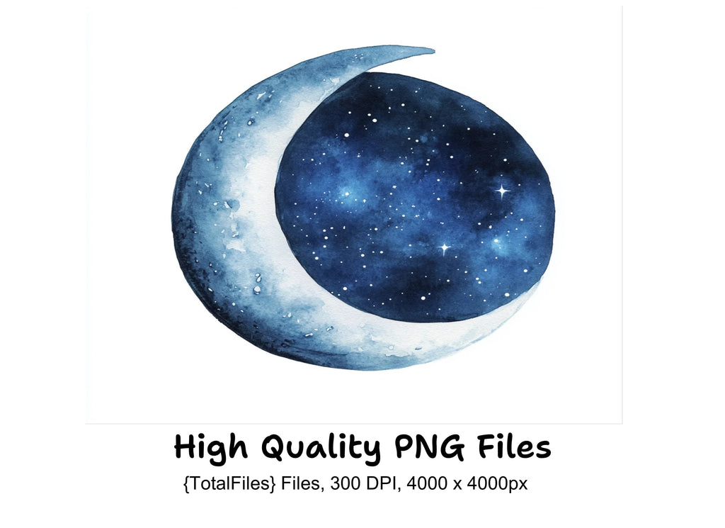 Night Sky Moon Clipart Bundle