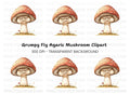 Grumpy Red Mushroom Clipart Bundle