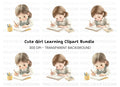Cute Girls Studying Clipart Bundle