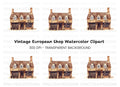 Vintage Brick Shop Illustration Clipart Bundle