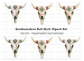 Boho Bull Skull Clipart Bundle