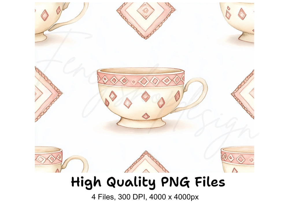 Boho Chic Teacups Clipart Bundle