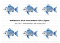 Decorative Blue Fish Clipart Bundle