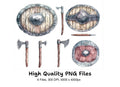 Viking Shields and Axes Clipart Bundle