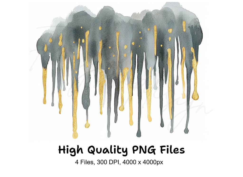 Drips with Gold Accents Clipart Bundle