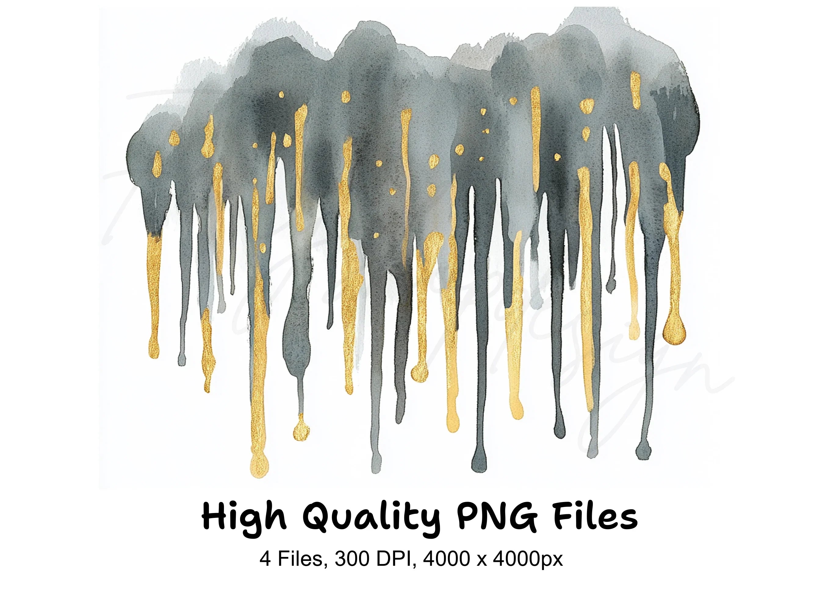 Drips with Gold Accents Clipart Bundle