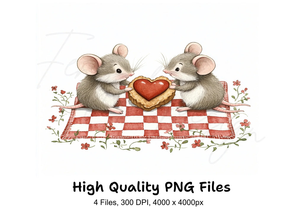 Sweet Mouse Couple Picnic Clipart Bundle