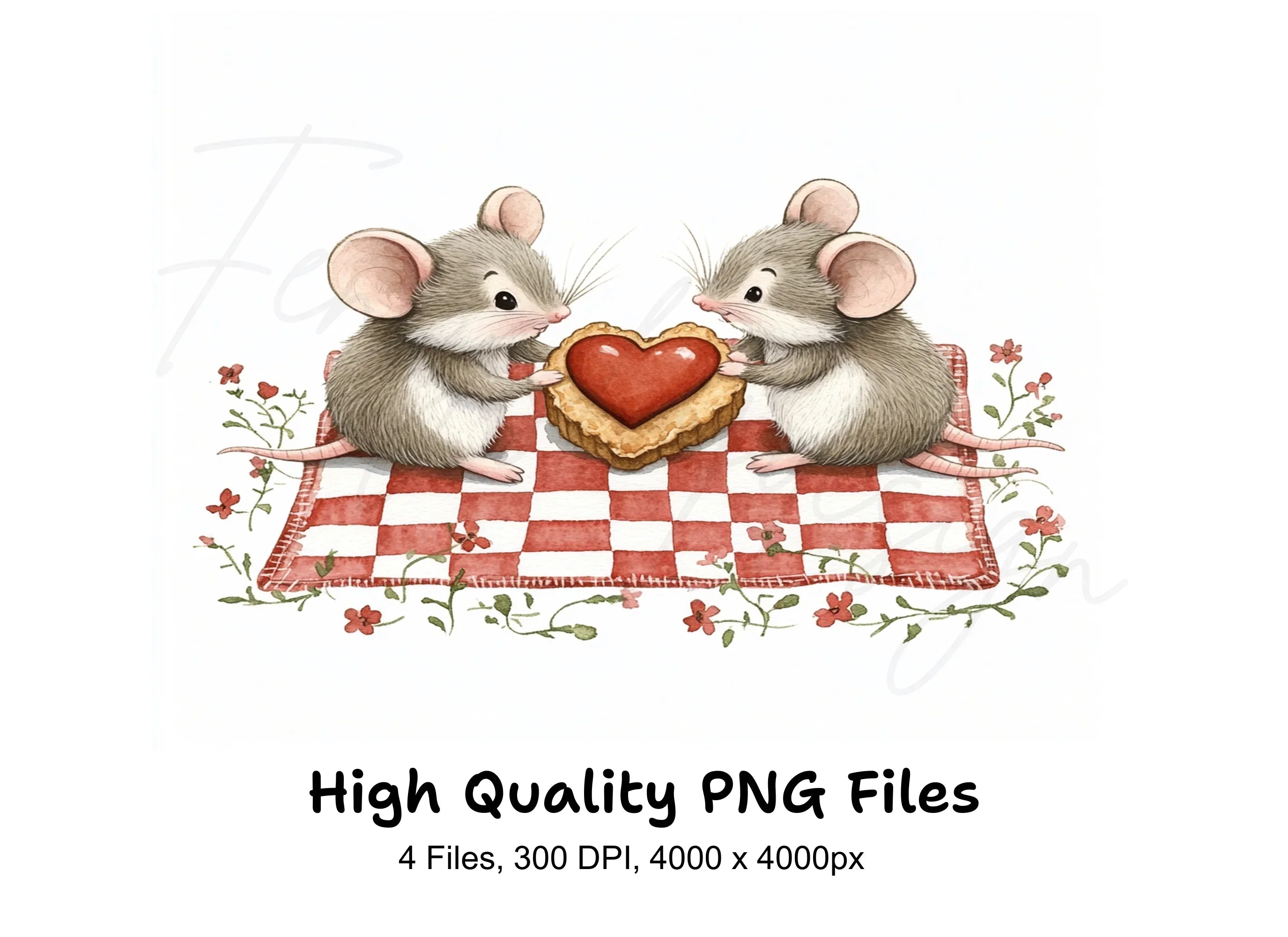 Sweet Mouse Couple Picnic Clipart Bundle
