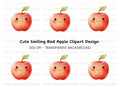 Cute Kawaii Red Apple Clipart Bundle