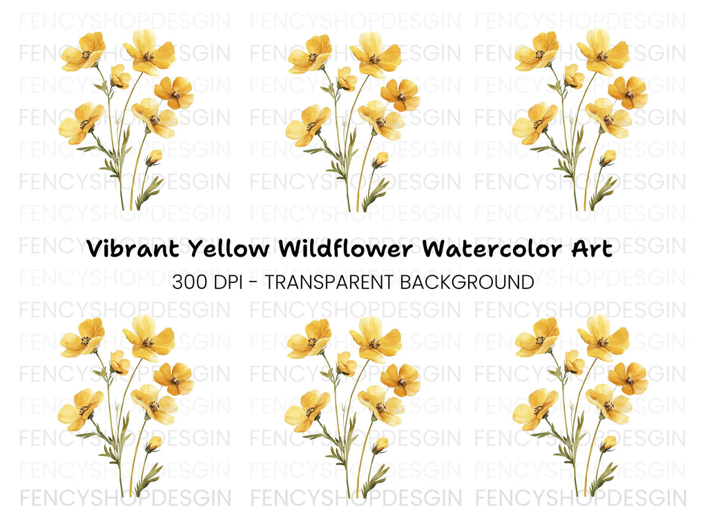 Yellow Wildflowers Clipart Bundle