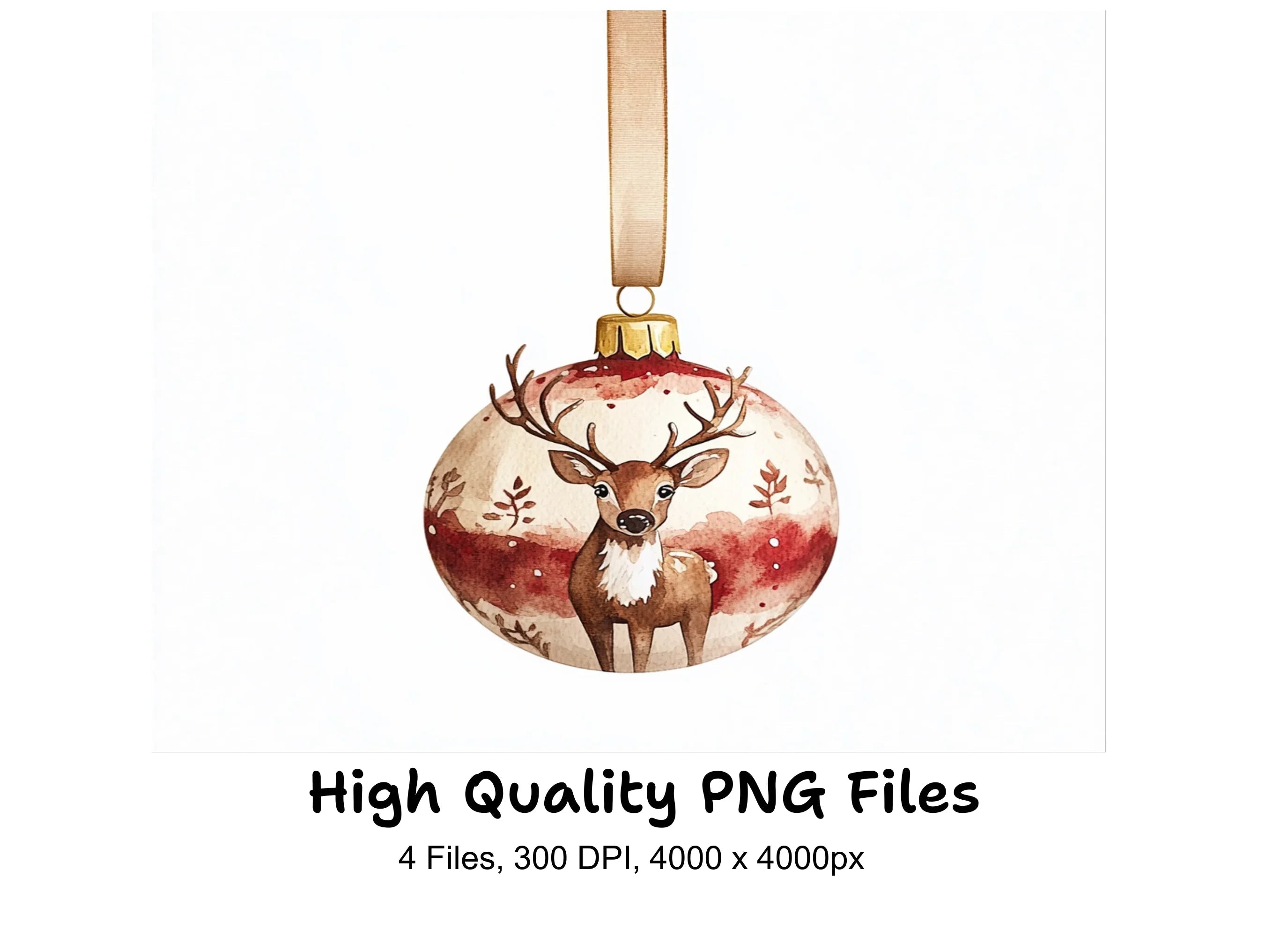 Christmas Reindeer Ornaments Clipart Bundle