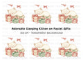 White Kitten Sleeping on Pink Gifts Clipart Bundle