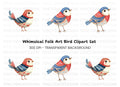 Adorable Folk Birds Clipart Bundle