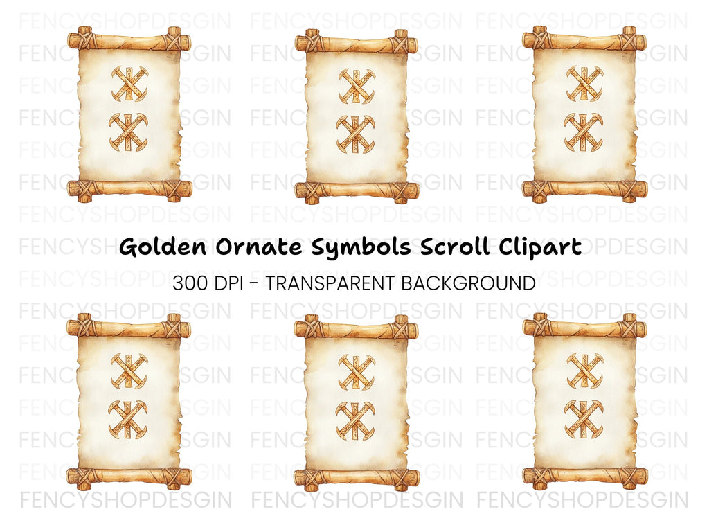 Tribal Symbols Rustic Scroll Clipart Bundle