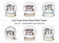 Cute Puppies in Snow Globe Clipart Bundle
